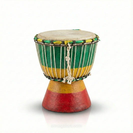 Mini Djembe de Madera - Artesanía Africana de Senegal - Pieza Única y Hecha a Mano