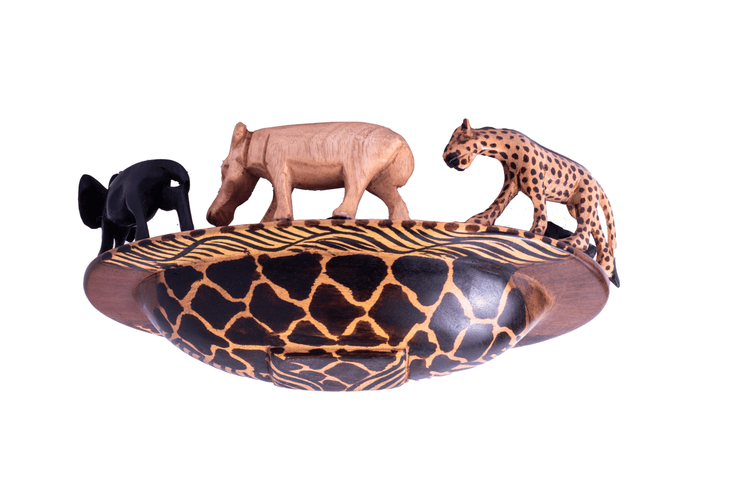Bol décoratif ovale en bois avec motif inspiré des animaux