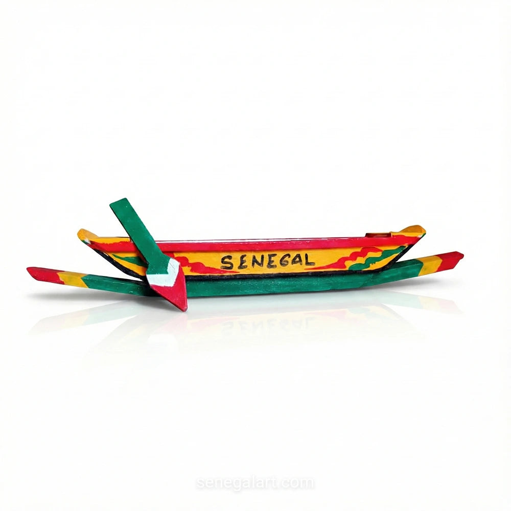 Wooden Model of a Senegalese Dugout Canoe - Traditional Handmade African Craft