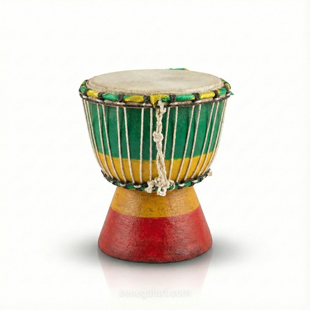 Mini Djembe de Madera - Artesanía Africana de Senegal - Pieza Única y Hecha a Mano