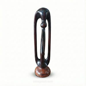 Sculpture Africaine Abstraite en Bois Poli - Fait Main Et Pièce Unique