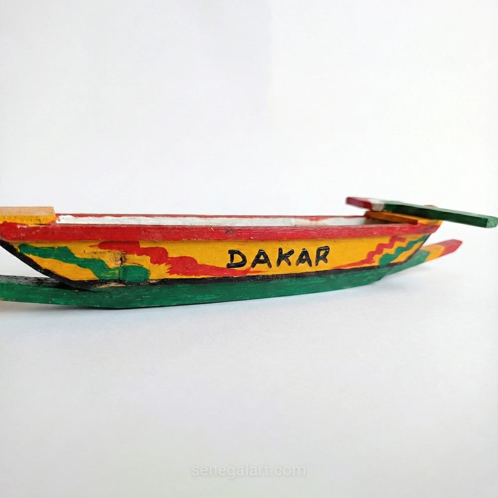 Wooden Model of a Senegalese Dugout Canoe - Traditional Handmade African Craft