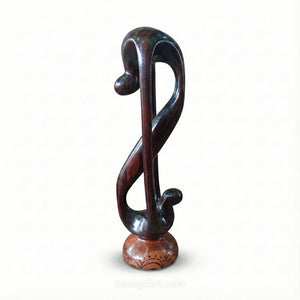 Sculpture Africaine Abstraite en Bois Poli - Fait Main Et Pièce Unique