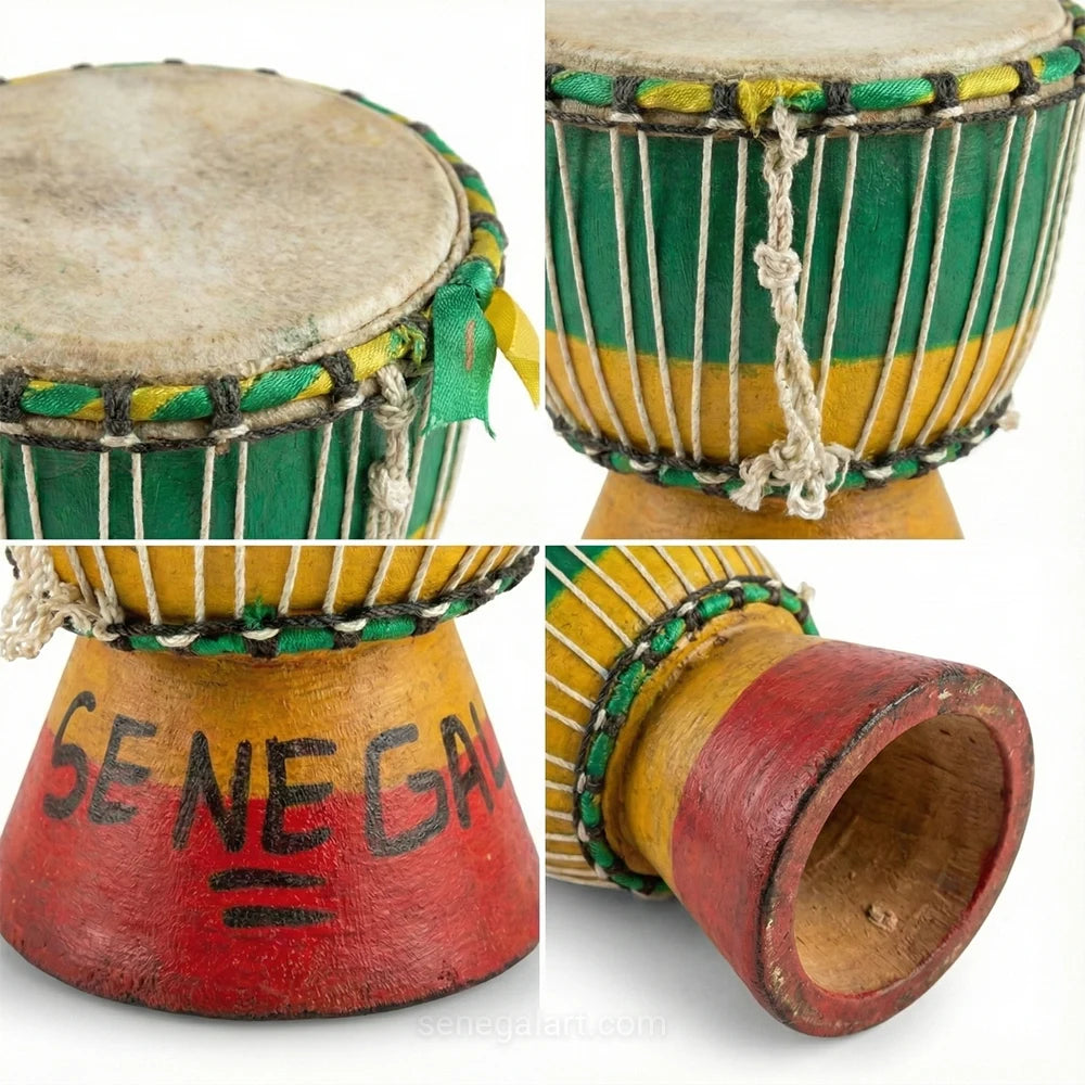 Mini Djembe de Madera - Artesanía Africana de Senegal - Pieza Única y Hecha a Mano