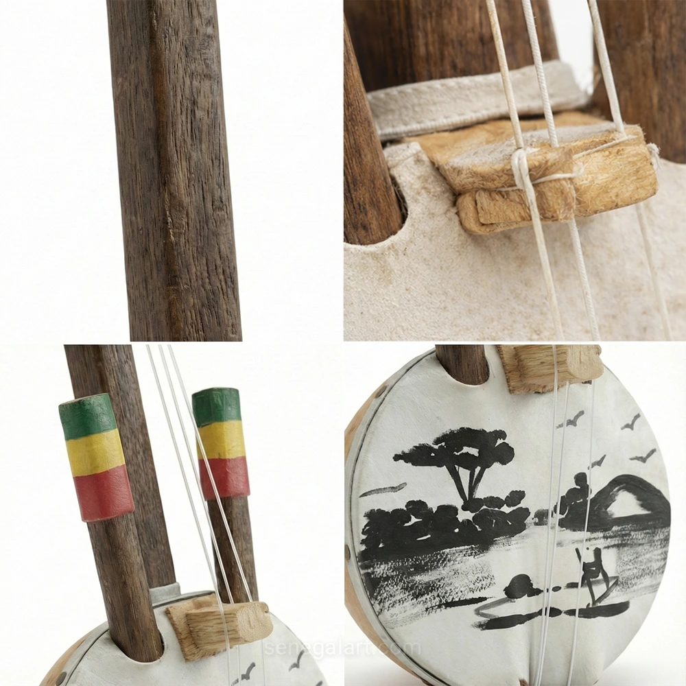 Mini Kora, color senegalés - Instrumento musical tradicional africano - Pieza única y hecha a mano
