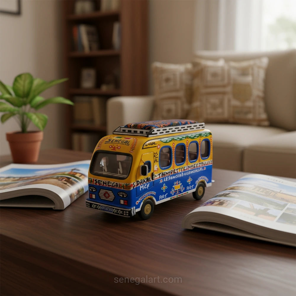 Maquette Car Rapide Sénégal Artisanal | Souvenir Dakar | Décoration Véhicule Ethnique