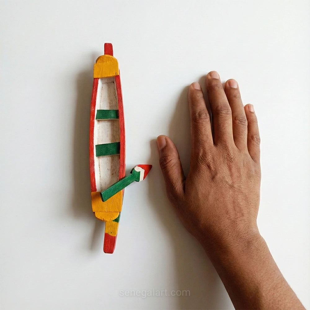 Wooden Model of a Senegalese Dugout Canoe - Traditional Handmade African Craft