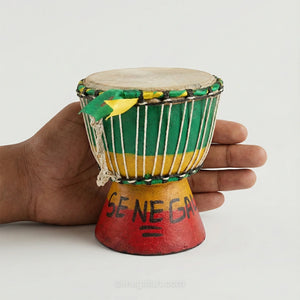 Mini Djembe de Madera - Artesanía Africana de Senegal - Pieza Única y Hecha a Mano
