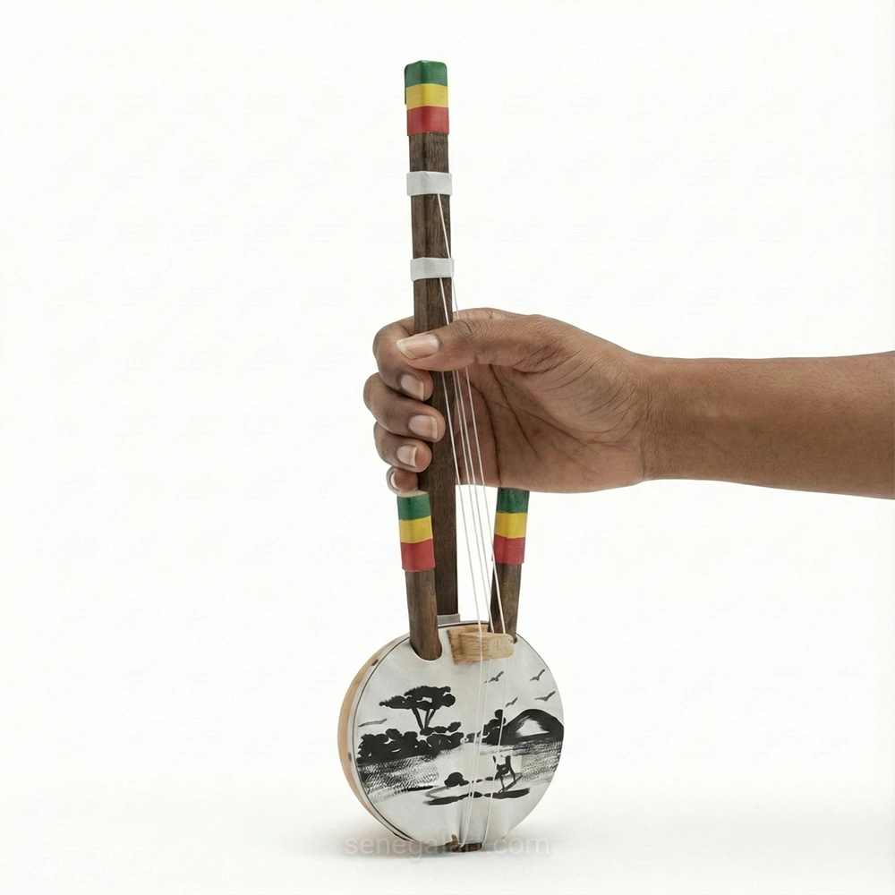 Mini Kora, color senegalés - Instrumento musical tradicional africano - Pieza única y hecha a mano