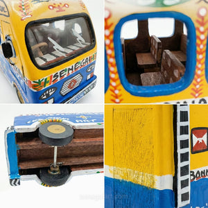 Maquette Car Rapide Du Sénégal - Véhicule Artisanal En Bois - Fait Main Et Pièce Unique