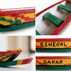 Wooden Model of a Senegalese Dugout Canoe - Traditional Handmade African Craft