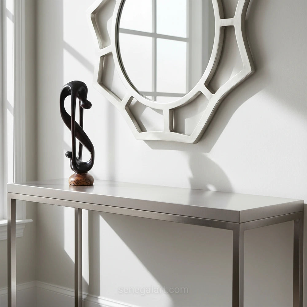 Sculpture Africaine Abstraite en Bois Poli - Fait Main Et Pièce Unique