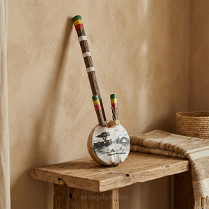 Mini Kora, color senegalés - Instrumento musical tradicional africano - Pieza única y hecha a mano