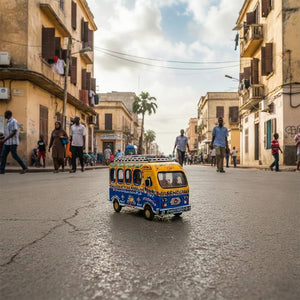 Maquette Car Rapide Du Sénégal - Véhicule Artisanal En Bois - Fait Main Et Pièce Unique