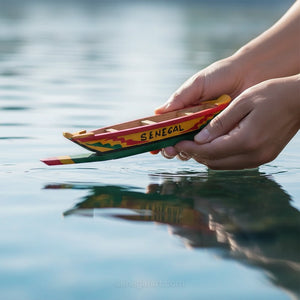 Wooden Model of a Senegalese Dugout Canoe - Traditional Handmade African Craft