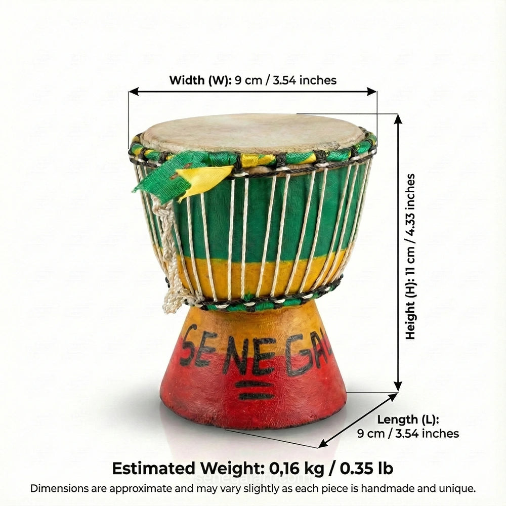 Mini Djembe de Madera - Artesanía Africana de Senegal - Pieza Única y Hecha a Mano