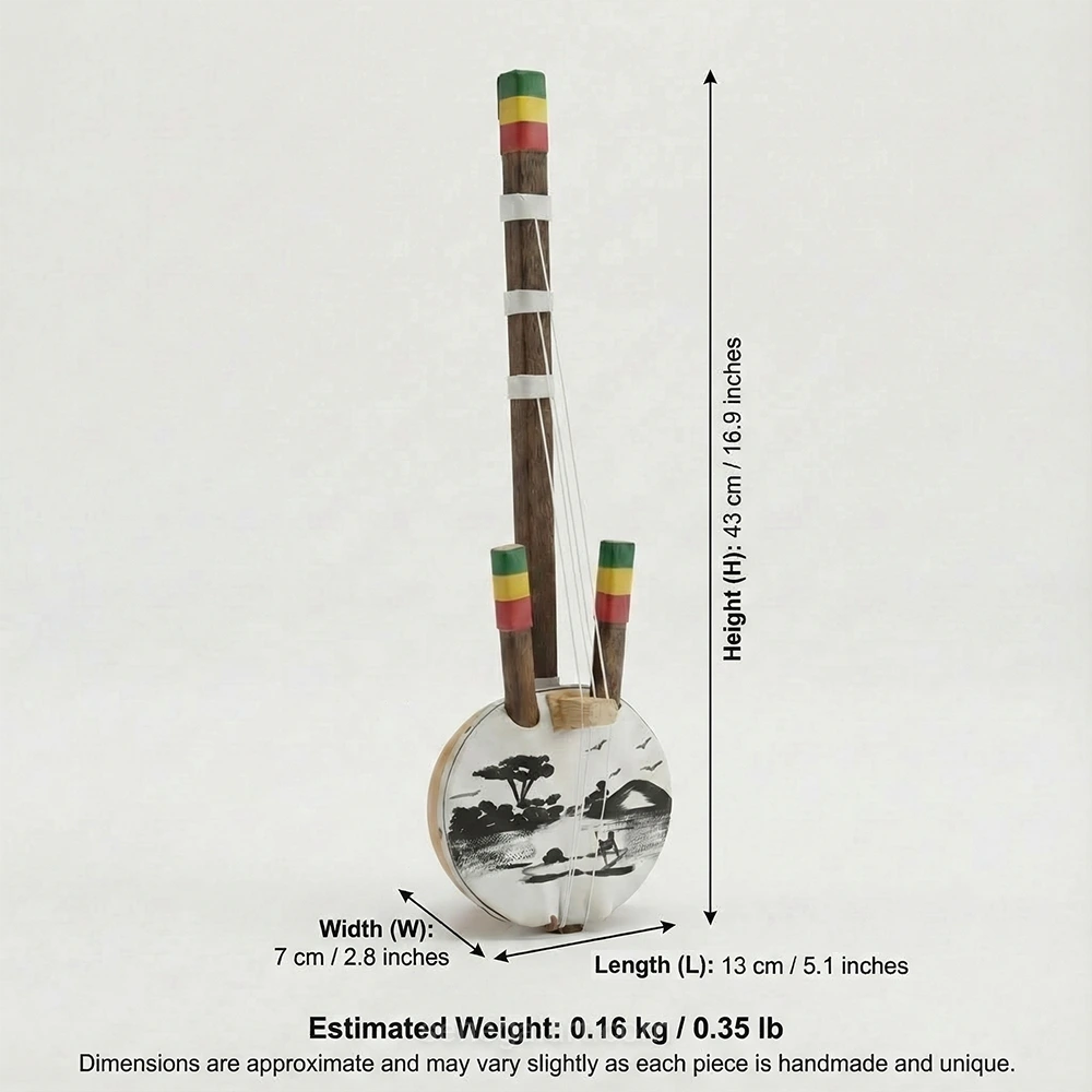 Mini Kora, color senegalés - Instrumento musical tradicional africano - Pieza única y hecha a mano