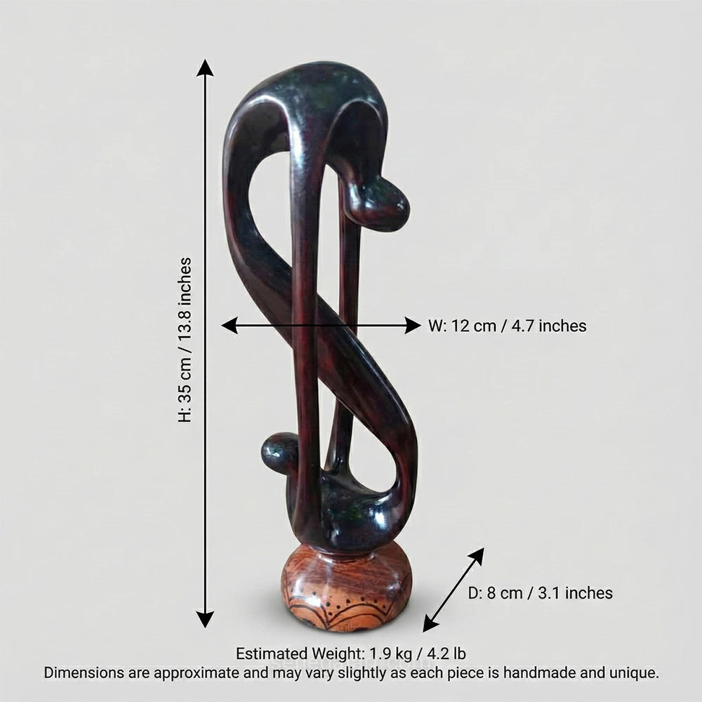 Sculpture Africaine Abstraite en Bois Poli - Fait Main Et Pièce Unique