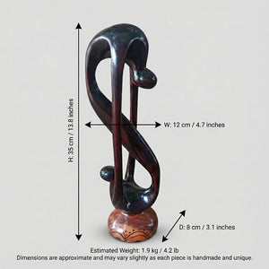 Sculpture Africaine Abstraite en Bois Poli - Fait Main Et Pièce Unique