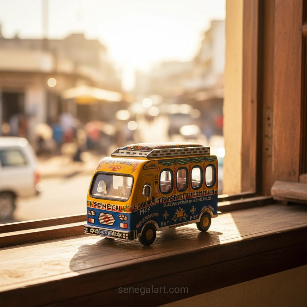 Maquette Car Rapide Du Sénégal - Véhicule Artisanal En Bois - Fait Main Et Pièce Unique