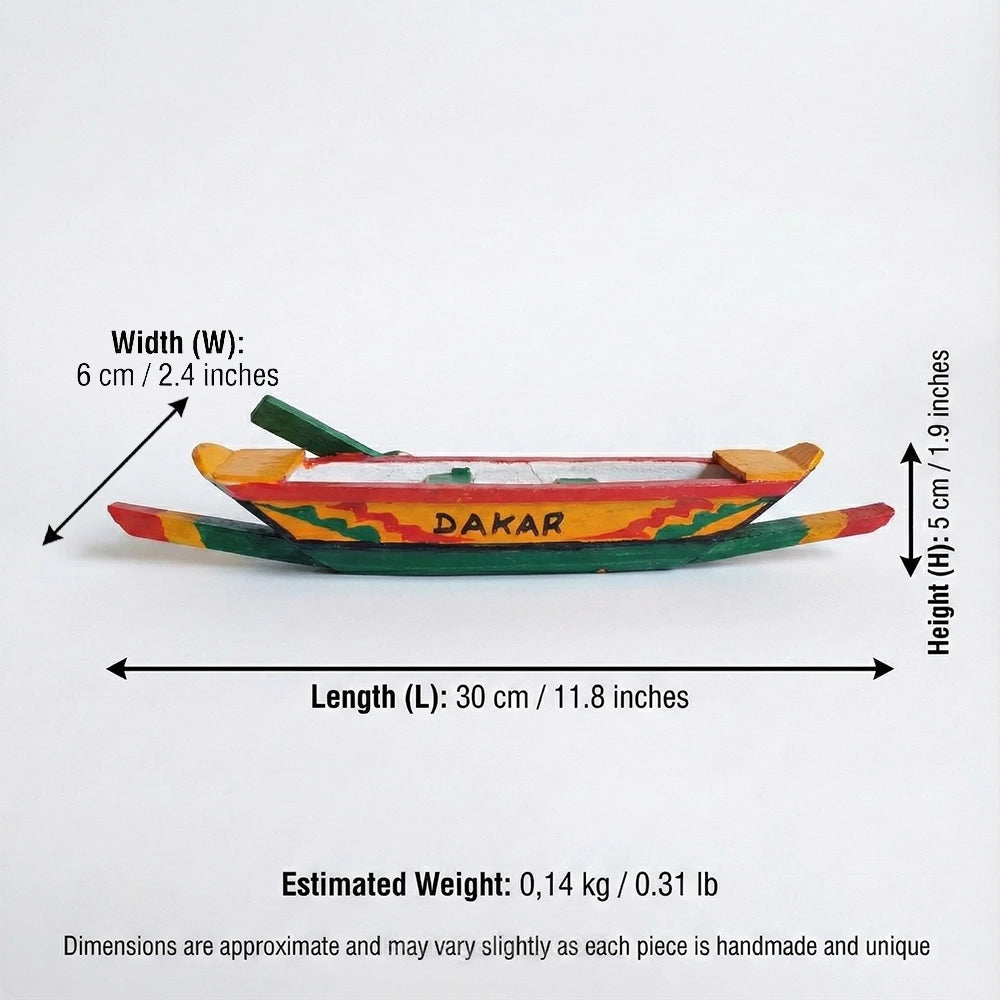 Wooden Model of a Senegalese Dugout Canoe - Traditional Handmade African Craft