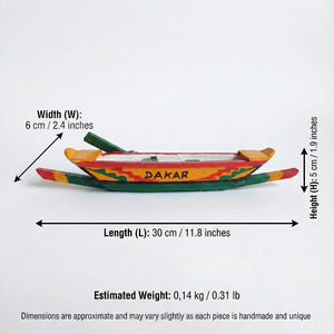 Wooden Model of a Senegalese Dugout Canoe - Traditional Handmade African Craft