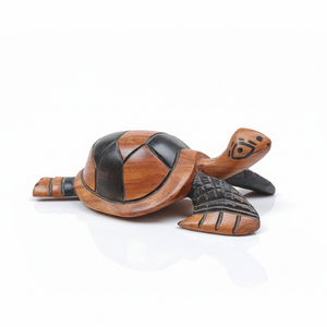 Sculpture Tortue Marine Bois Bicolore