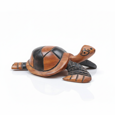 Sculpture Tortue Marine Bois Bicolore