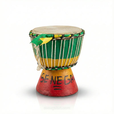 Mini Djembé En Bois - Artisanat Africain Du Sénégal - Fait Main Et Pièce Unique