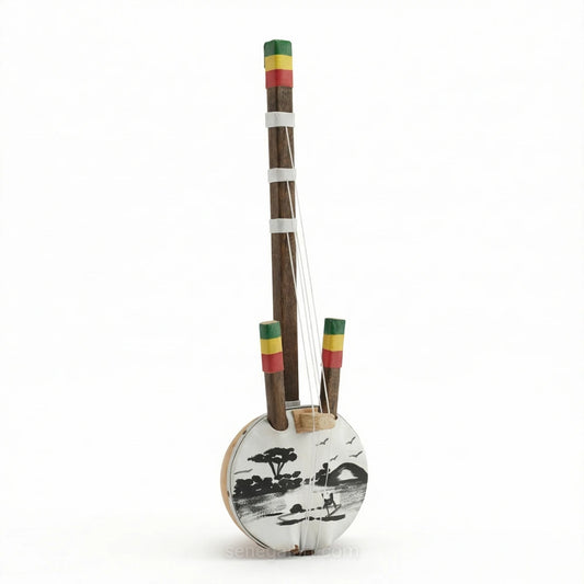 Mini Kora, Senegalese Color - Traditional African Musical Instrument - Handmade and Unique Piece