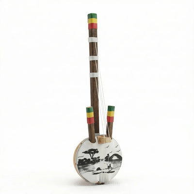 Mini Kora Couleur Sénégal - Instrument de Musique Traditionnel Africain - Fait Main et Pièce Unique