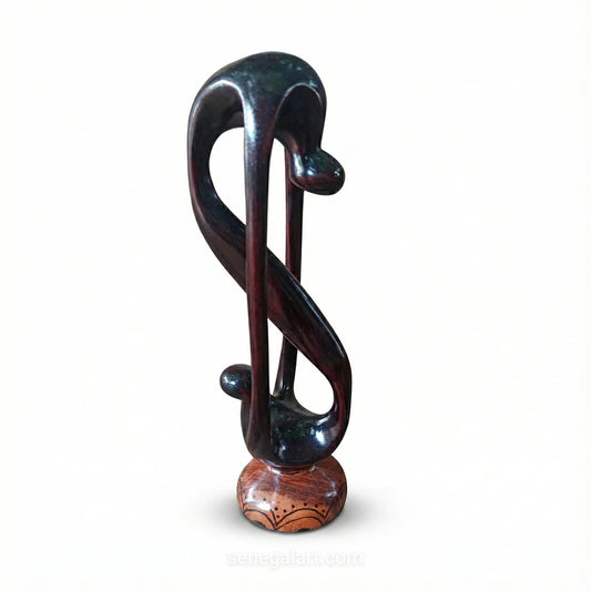 Abstract African Sculpture in Polished Wood - Handmade and Unique Piece