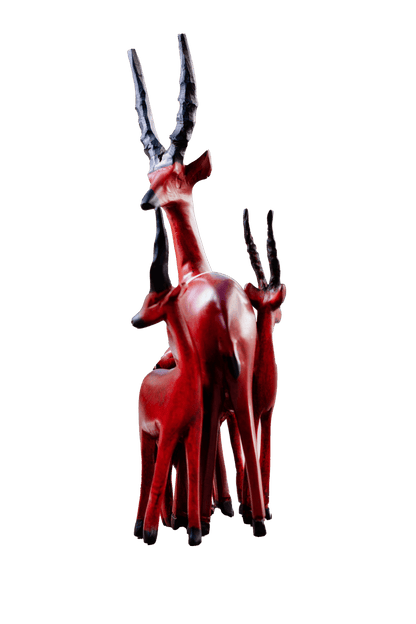 Antilope et veaux en bois