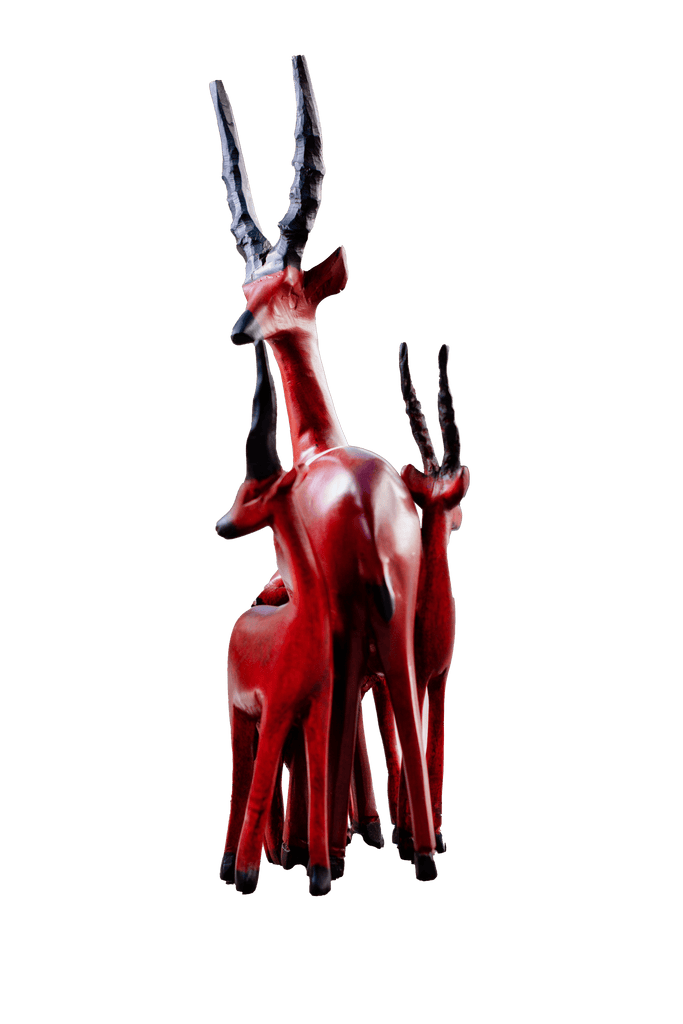 Antilope et veaux en bois