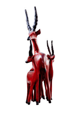 Antilope et veaux en bois