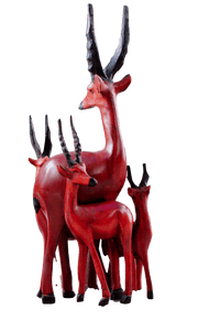 Antilope et veaux en bois